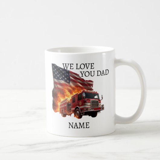 Custom Name Dramatic Hero Firefighter Mug Koffiemok (Rechts)