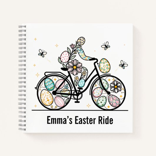 Custom Name Easter Bicycle Design Notitieboek (Voorkant)