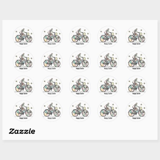Custom Name Easter Bicycle Design Ronde Sticker (Vel)