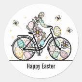Custom Name Easter Bicycle Design Ronde Sticker (Voorkant)