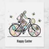 Custom Name Easter Bicycle Design Wijn Etiket (Enkel label)