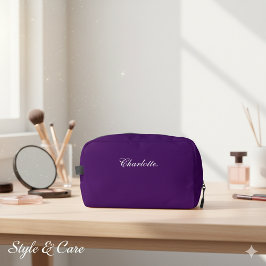 Custom Name Elegant Deep Purple Dopp Kit  Toilettasje
