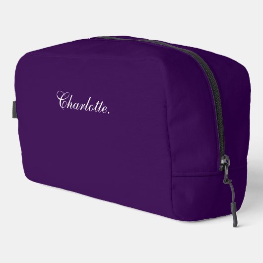 Custom Name Elegant Deep Purple Dopp Kit Toilettasje (Rechterhoek)