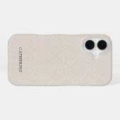 Custom Name Elegant Faux Ivory Leather iPhone 16 Hoesje (Achterkant horizontaal)