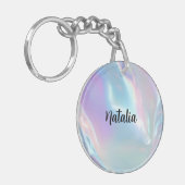 Custom Name Elegant Holographic Sleutelhanger (Voorkant Links)