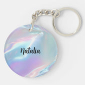 Custom Name Elegant Holographic Sleutelhanger (Achterkant)