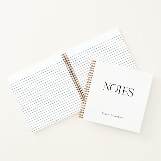Custom Name Elegant Minimal Notes Notitieboek (Binnen)