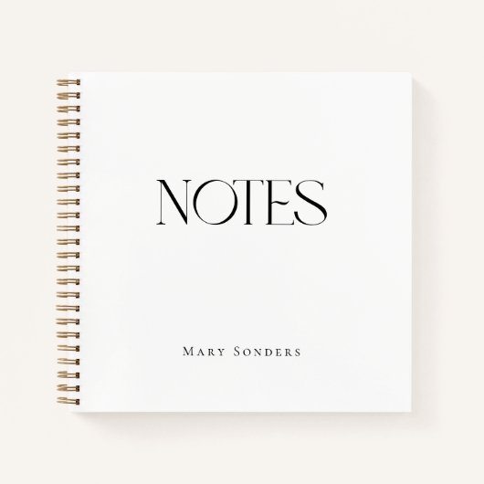 Custom Name Elegant Minimal Notes Notitieboek (Voorkant)