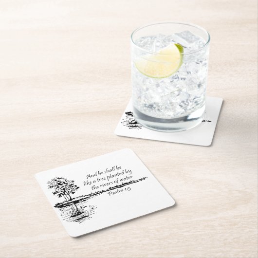 Custom Name Encouraging Scripture Psalm 1:3  Kartonnen Onderzetters (Insitu)