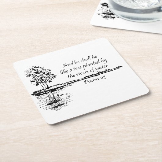 Custom Name Encouraging Scripture Psalm 1:3  Kartonnen Onderzetters (Schuin)