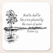 Custom Name Encouraging Scripture Psalm 1:3  Kartonnen Onderzetters (Voorkant)