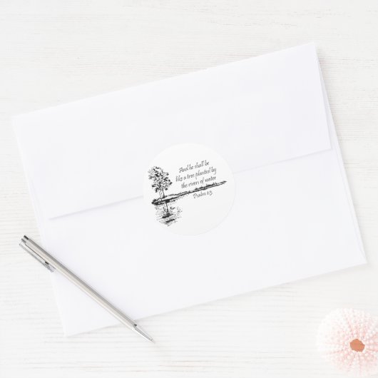 Custom Name Encouraging Scripture Psalm 1:3  Ronde Sticker (Envelop)