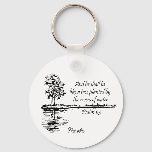 Custom Name Encouraging Scripture Psalm 1:3  Sleutelhanger (Achterkant)