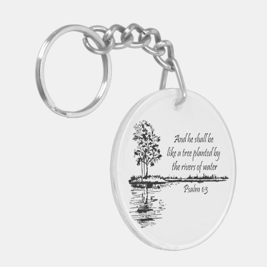 Custom Name Encouraging Scripture Psalm 1:3 Sleutelhanger (Voorkant Links)
