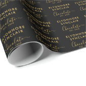 Custom Name Est Date Gold Script Chocolate Cadeaupapier (Rol Hoek)