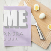 Custom Name Est. Home Minimalist Pastel Purple  Theedoek (Quarter Fold)