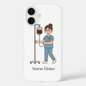 Custom Name Exhausted Nurse Coffee IV Phone Case (Achterkant)