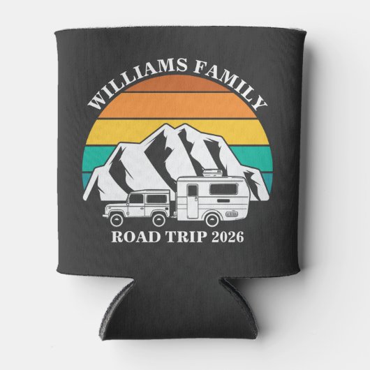 custom name family vacation mountain Road Trip Blikjeskoeler (Voorkant)