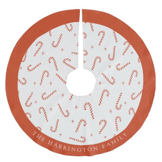 Custom Name Festive Candy Cane Christmas  Kerstboom Rok (Voorkant)