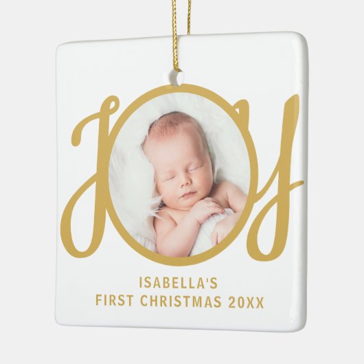 Custom Name First Christmas Photo Keepsake Keramisch Ornament (Links)