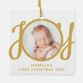 Custom Name First Christmas Photo Keepsake Keramisch Ornament (Voorkant)