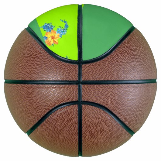 Custom name floral pattern on green basketbal (Rechts)