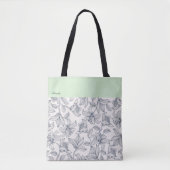 Custom Name Floral Pattern Tote Bag (Voorkant)