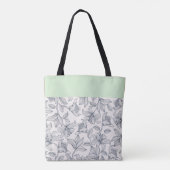 Custom Name Floral Pattern Tote Bag (Achterkant)