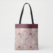 Custom Name Floral Pattern  Tote Bag (Voorkant)
