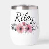 Custom Name Floral Personalized Pink Flower (Voorkant)