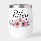 Custom Name Floral Personalized Pink Flower (Achterkant)