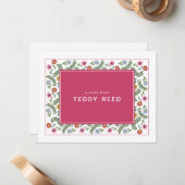 Custom Name Florals Foliage Notitiekaartje (Voorkant / Achterkant in situ)