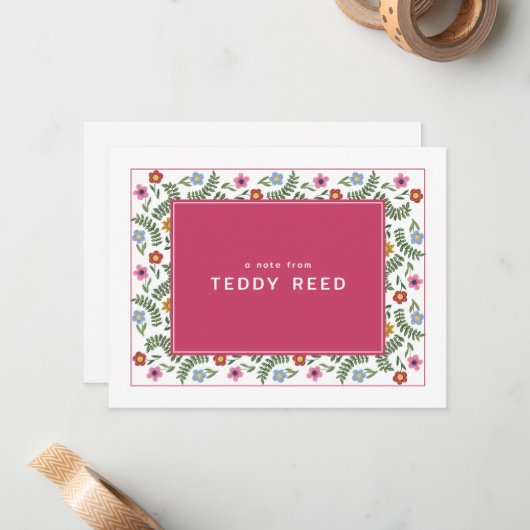 Custom Name Florals Foliage Notitiekaartje (Voorkant / Achterkant in situ)