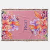 Custom Name Flower Cozy Fleece Throw Deken (Voorkant)