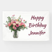 Custom Name Flower Floral Bouquet Spandoek (Horizontaal)