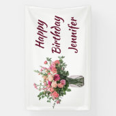Custom Name Flower Floral Bouquet Spandoek (Verticaal)