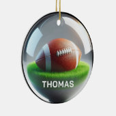 Custom Name Football Faux Glass‑Orb Look Keramisch Ornament (Rechts)
