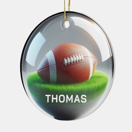Custom Name Football Faux Glass‑Orb Look Keramisch Ornament (Links)