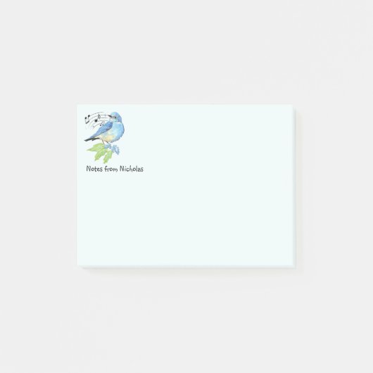 Custom Name Fun Bluebird Bird Nature Art Post-it® Notes (Voorkant)