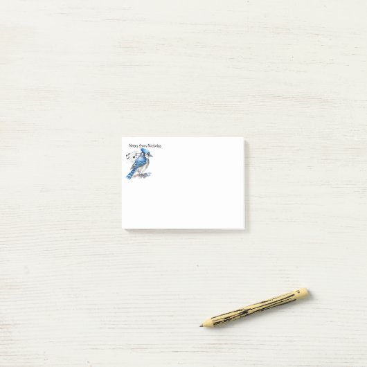 Custom Name Fun Bluejay Blue Jay Bird Nature Art Post-it® Notes (Op bureau)