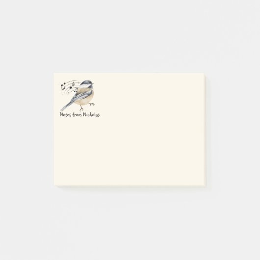 Custom Name Fun Chickadee Bird Nature Art Post-it® Notes (Voorkant)