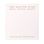 Custom Name Fun Planning Lover Pastel Pink Gold  Notitieblok (Voorkant)