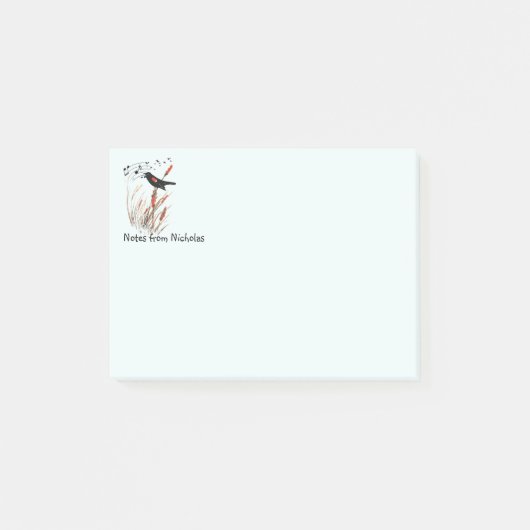 Custom Name Fun Red-Winged Blackbird Nature Art Post-it® Notes (Voorkant)