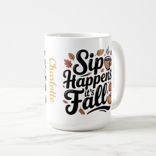 Custom name funny fall saying Mug Koffiemok (Voorkant rechts)