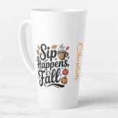 Custom name funny fall saying Mug Latte Mok (Linkerhoek)