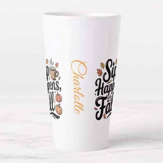 Custom name funny fall saying Mug Latte Mok (Voorkant)