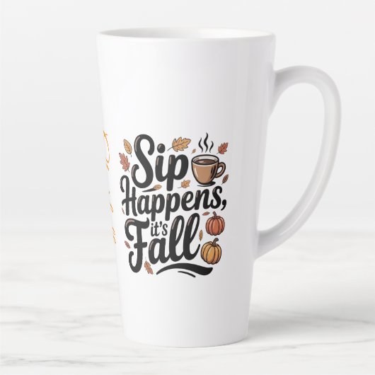Custom name funny fall saying Mug Latte Mok (Rechts)