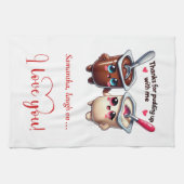 Custom Name Funny Food Love Towel Valentine Theedoek (Horizontaal)