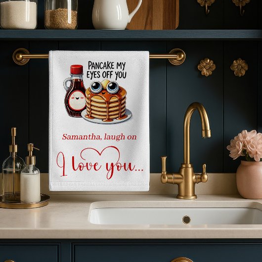 Custom Name Funny Food Towel Romantic Valentine Theedoek
