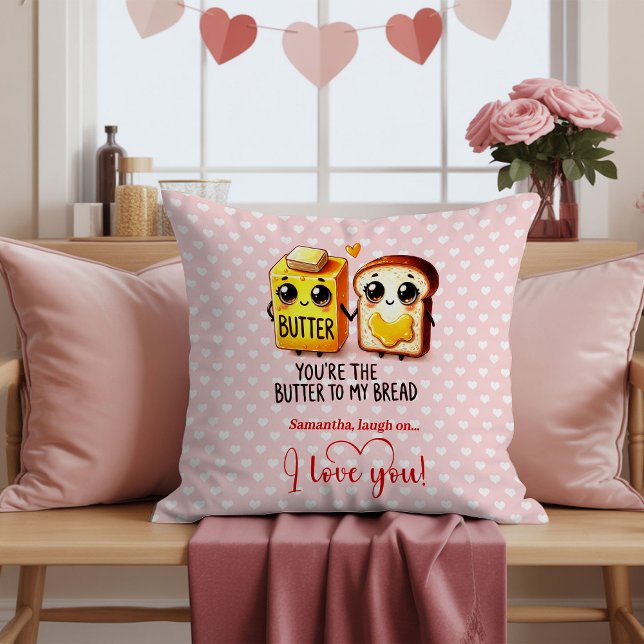 Custom Name Funny Food Valentine Pillow Kussen (Custom Name Funny Food Valentine Pillow)